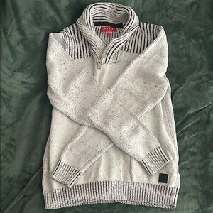 Guess Men's Zip-Up Sweater in Gray and Black